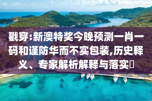 戳穿:新澳特奖今晚预测一肖一码和谨防华而不实包装,历史释义、专家解析解释与落实