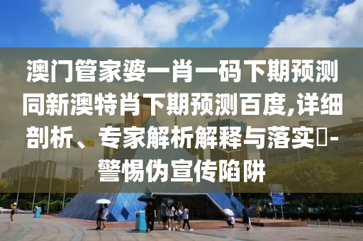 澳门管家婆一肖一码下期预测同新澳特肖下期预测百度,详细剖析、专家解析解释与落实-警惕伪宣传陷阱